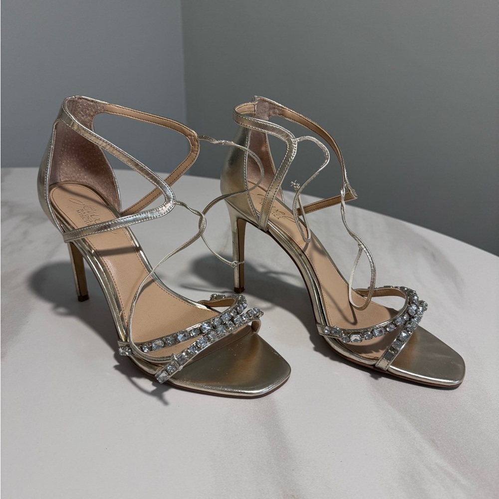 Badgley Mischka Silver Embellished Heels